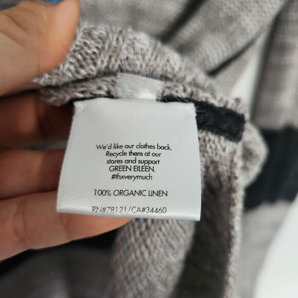 Eileen Fisher Organic Linen Sweater S Grey Beach Minimalist Cozycore Coastal - Picture 4 of 7